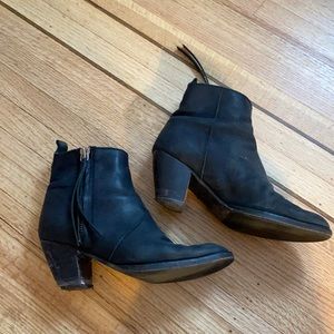 Acne Black Leather Ankle Booties